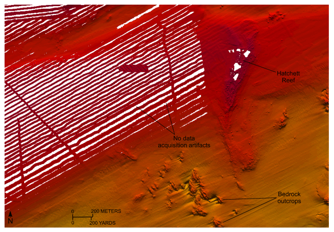 Figure 21. A detailed bathymetric map of Hatchet Reef.