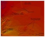 Thumbnail image of figure 20 and link to larger figure. A detailed bathymetric map of anthropogenic artifacts.
