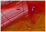 Thumbnail image of figure 21 and link to larger figure. A detailed bathymetric map of Hatchet Reef.