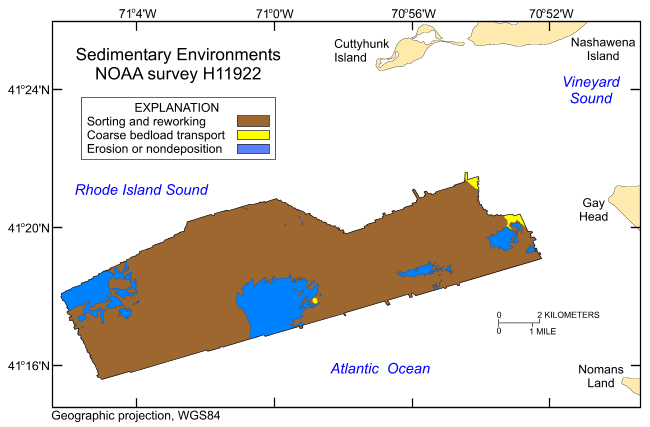 Thumbnail image showing the interpreted sedimentary environments within NOAA survey H11922