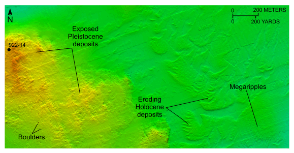 Figure 24. An image of bathymetric data showing winnowed bouldery sea floor.