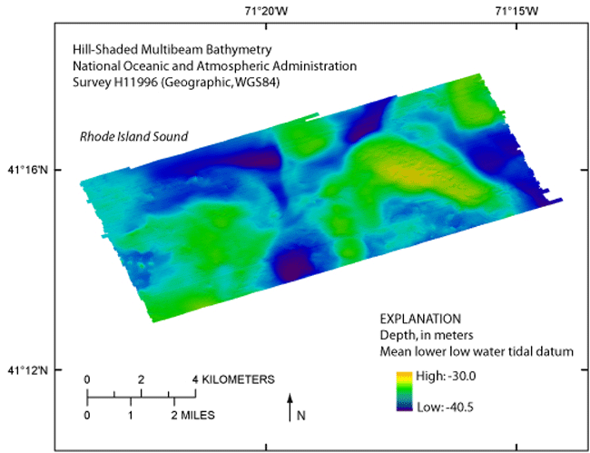 Thumbnail image of the GeoTIFF showing the 2-m color hill-shaded bathymetry collected during NOAA survey H11996 in geographic, WGS84