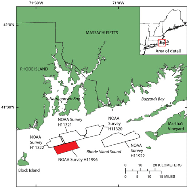Figure 1. A map showing the study area in relation to other survey areas in the region.