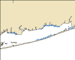 Thumbnail GIF image showing the location of hte processed CRP data collected in Great South Bay in September of 2008. The coastline is included for spatial reference.