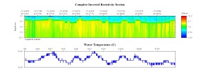 EarthImager thumbnail JPEG image of line 132, part 1 resistivity profile with repaired bathymetry.