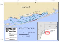 Thumbnail image for Figure 2, location map of CRP tracklines in Great South Bay, Long Island, New York, and link to larger image.