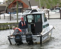 Thumbnail image for figure 3, photograph of NPS boat used for data collection, and link to larger image.