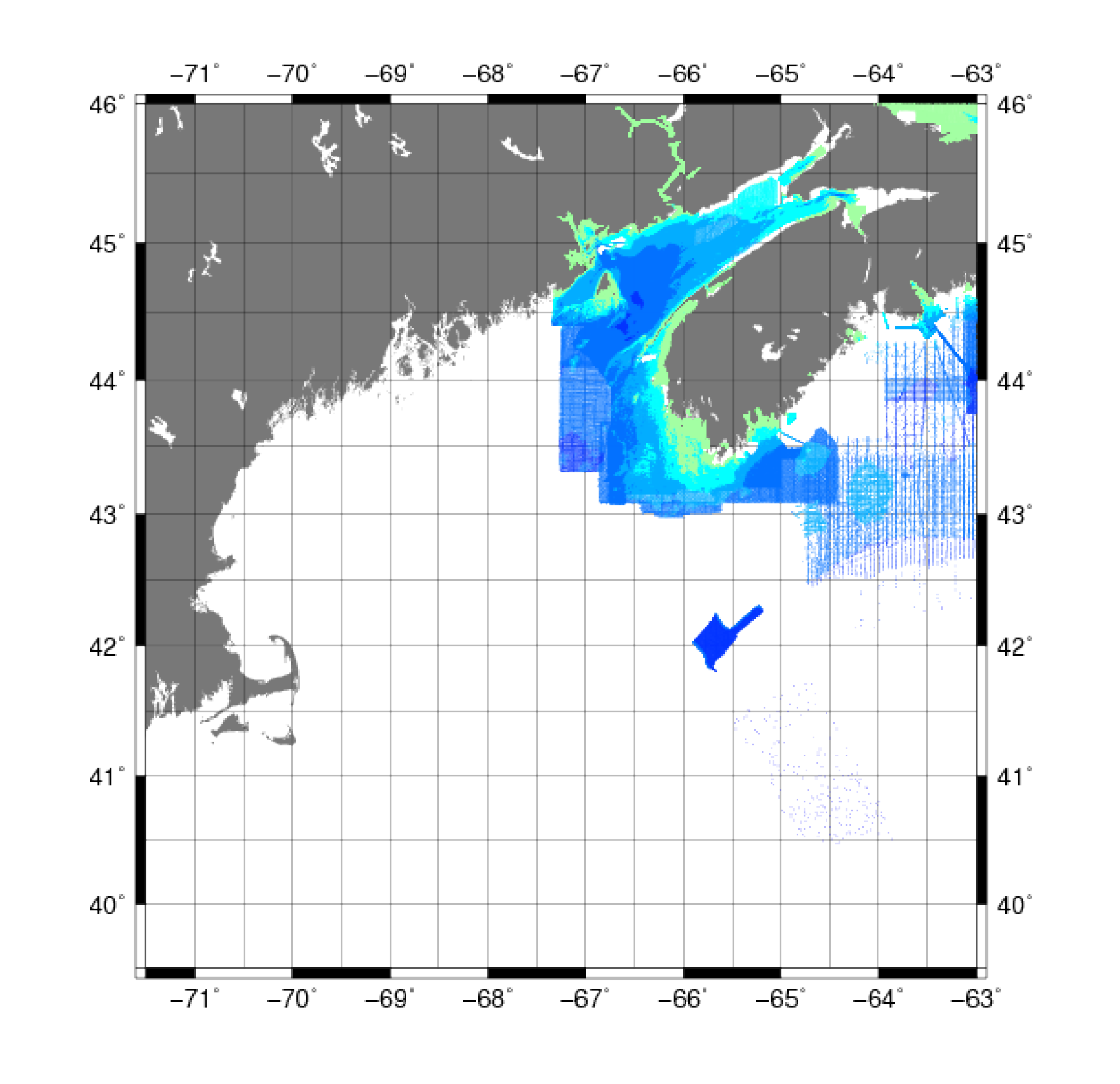 thumbnail image and link to larger image of a map showing northwest atlantic canadian hydrographic survey atlantic data
