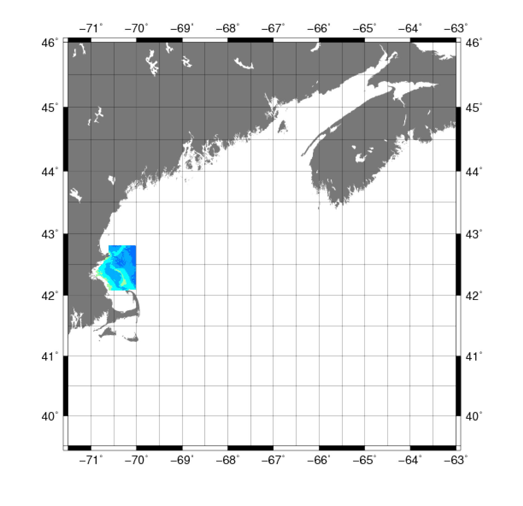 thumbnail image and link to larger image of a map showing bathymetry data for stellwagen bank and massachusetts bay