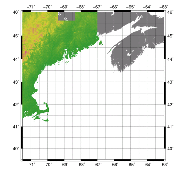 thumbnail image and link to larger image of a map showing national elevation data