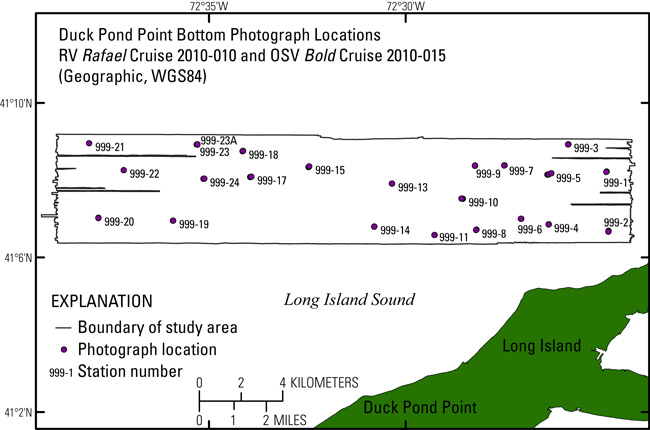 Figure 27. Map showing locations of photographs of the sea floor from the study area.