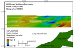 Thumbnail image of figure 14 and link to larger figure. A map showing the bathymetry of the study area.