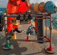 Thumbnail image for Figure 7, A photograph of the micropod tripod deployed off the top of Cape Hatteras.
