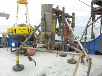 Thumbnail image for Figure 3, a photograph of the North site minipod post recovery. Photo courtesy of Sandy Baldwin.