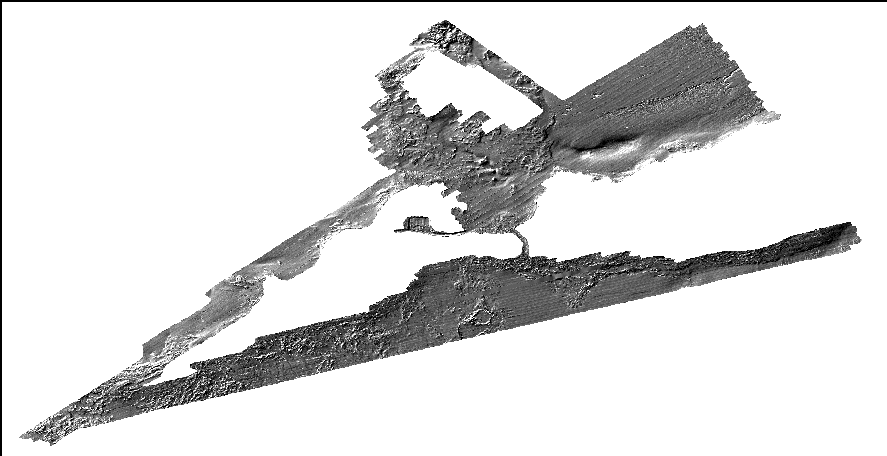 Image of the sun-illuminated interpolated bathymetric grid as stored within ArcMap™ 9.3 map document. 