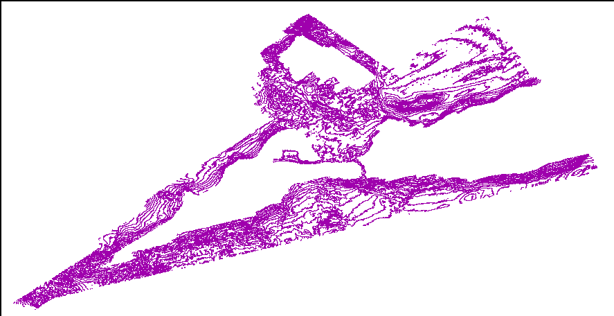 Image of bathymetric contours at 1-m intervals as stored within ArcMap™ 9.3 map document. 