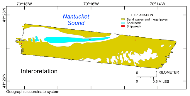 Figure 22. A map showing the interpretation of the bathymetry of the study area.