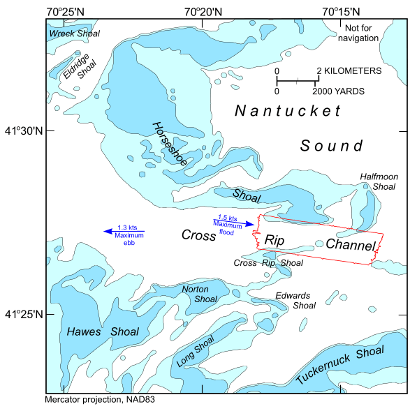 Figure 5. A map of shoals and channels in the study area.