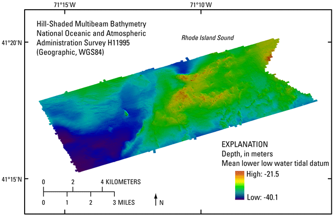 Thumbnail image of the GeoTIFF showing the 2-m color hill-shaded bathymetry collected during NOAA survey H11995 in geographic, WGS84