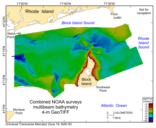Figure 17. A map of the bathymetry in the study area.