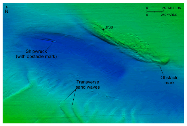 Figure 30. Image of bathymetric data showing tidal scour.