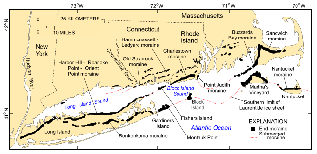 Figure 4. Map of end moraines near the study area.