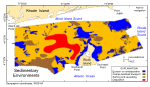 Thumbnail image of figure 38 and link to larger figure. Map of sedimentary environments in the study area.