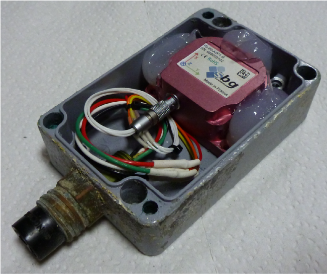 Figure 12. Photograph of an SBG IG-20 two-axis inclinometer and three-axis accelerometer.