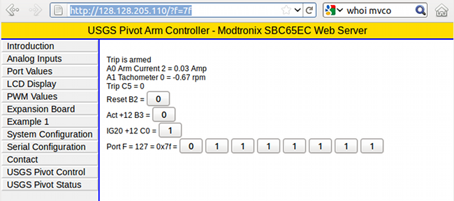 Figure 2-8. Screen capture of Modtronix web server.