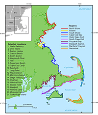 Thumbail image for Figure 1 and link to full-sized figure 1 index map of massachusetts coast
