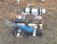 Thumbail image for Figure 5, Pole mount for the acoustic Doppler Velocimeter (ADV) Triton, acoustic Backscatter Sensor (ABS) and associated pressure cases.