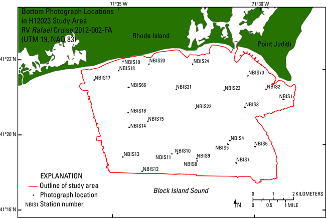 Thumbnail image showing location and extent of bottom photo locations in Block Island Sound