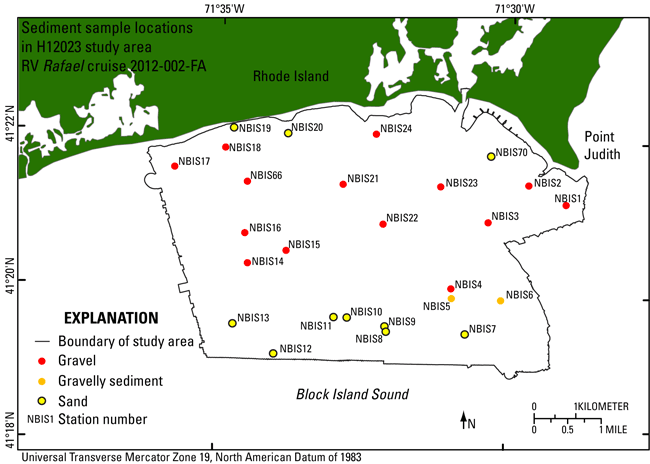 Figure 19. Map showing locations of sediment samples in the study area.