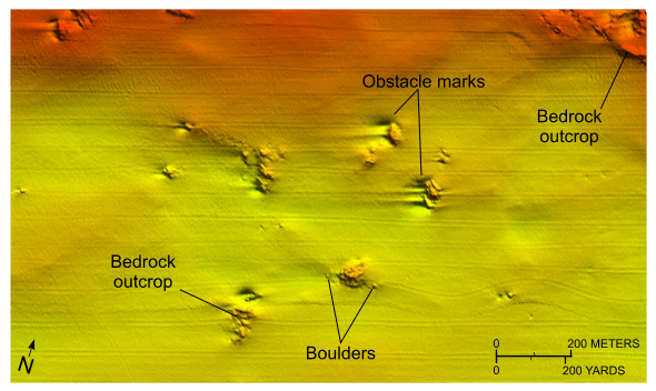 Figure 15. Detailed bathymetric image of bedrock outcrops.