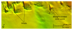 Thumbnail image of figure 19 and link to larger figure. Detailed bathymetric image of sand waves in the study raea.
