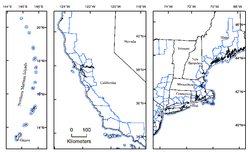 maps showing coastal zone management program counties