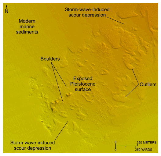 Figure 20. Image of storm-wave induced scour depressions in the study area.