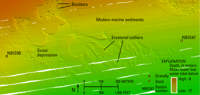 Figure 15. An image of the sea floor in the study area showing scour depressions.