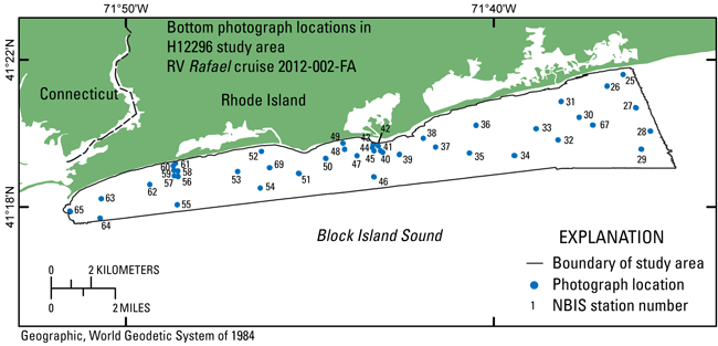 Figure 21. Map showing locations of bottom photographs taken in the study area.