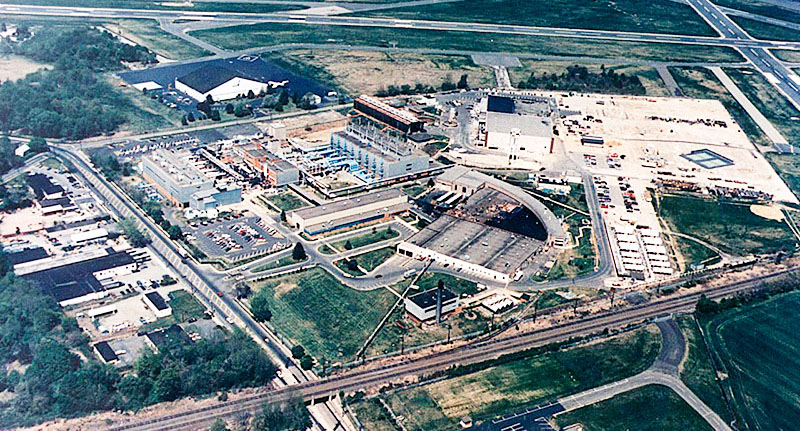 Aerial photograph showing the former Naval Air Warfare Center, in West Trenton, New Jersey