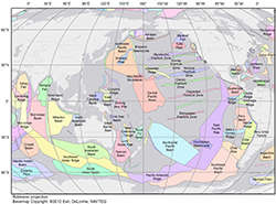 map showing selected undersea features from the dataset