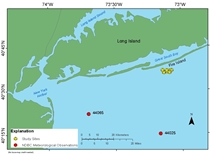Figure 14, map showing locations for supporting observations offshore of Fire Island, New York