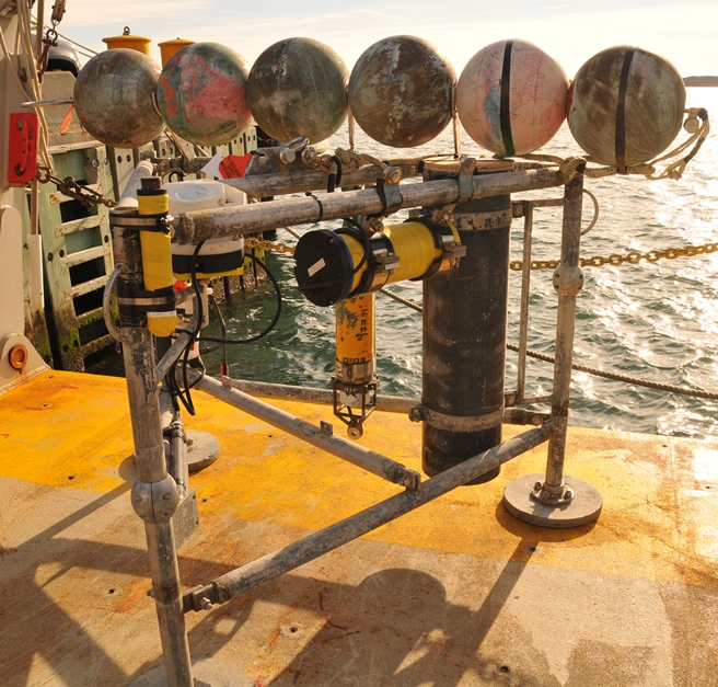 Figure 4, Micropods were deployed at sites 3 through 7 with instrumentation to measure waves and salinity. 