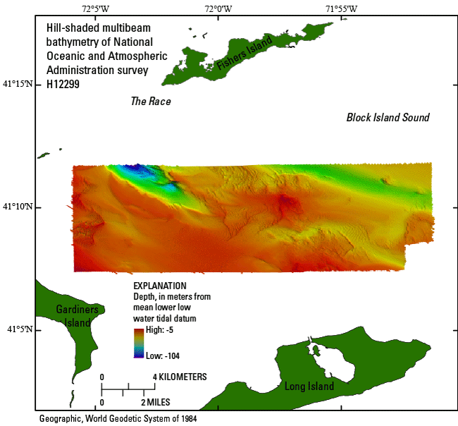 Figure 10. Map of the bathymetry in the study area.