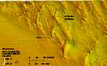 Thumbnail image of figure 17 and link to larger figure. Bathymetric image showing sand waves in the study area