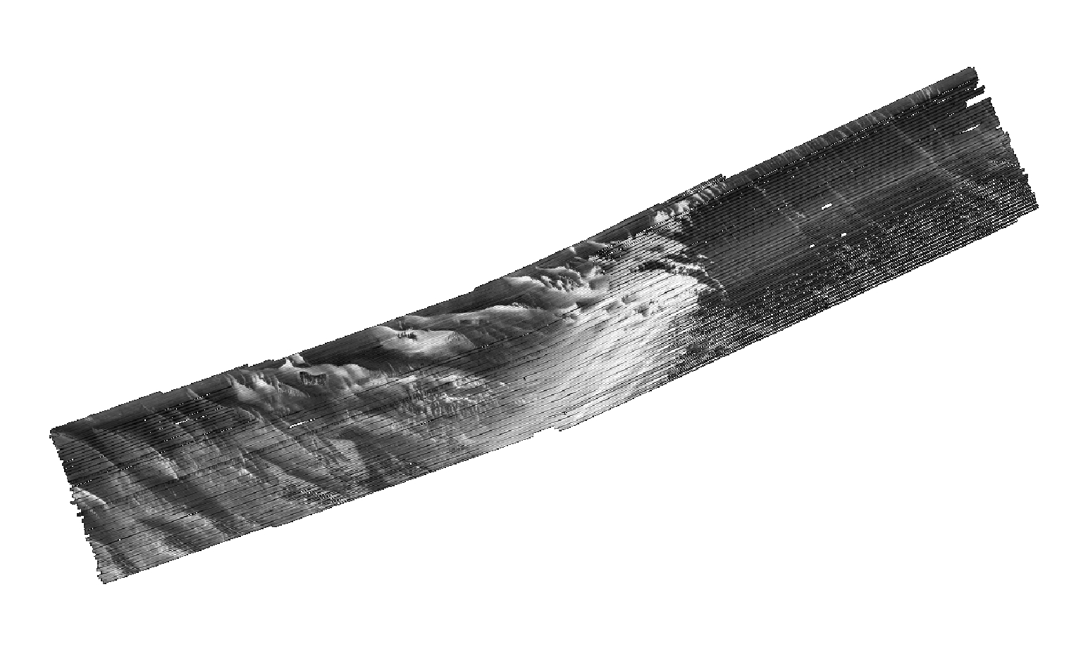 Gray-scale image of interferometric sonar mosaic collected offshore of Fire Island, NY