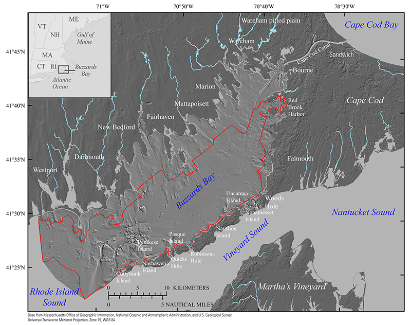 Location map of the Buzzards Bay study area, Massachusetts.