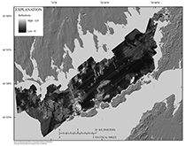 Thumbnail image for Figure 4. A composite backscatter image at 1-meter resolution was created from a series of published backscatter images.