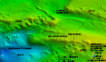 Thumbnail image of figure 16 and link to larger figure. Image of an area of the sea floor in the study area with ridges of cobbles.