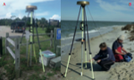 Thumbnail image of figure 7 and link to larger figure.  Photographs of Global Position System (GPS) base station and rover on Dauphin Island, Alabama, in 2013.  